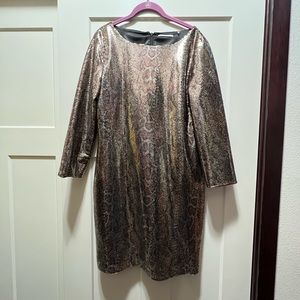 Tahari Ezra Python Sequin Print Cocktail Dress
